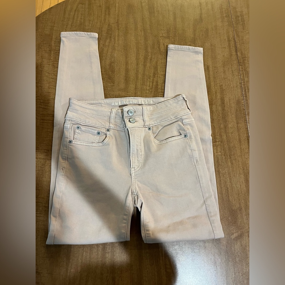 American Eagle Outfitters Women's Pale Pink High-Rise Jeggings